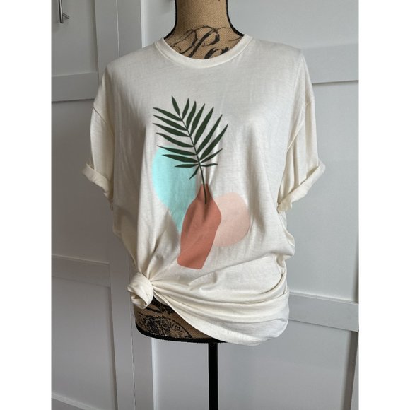 Boutique Oversized Boho Plant T-Shirt - Picture 1 of 2